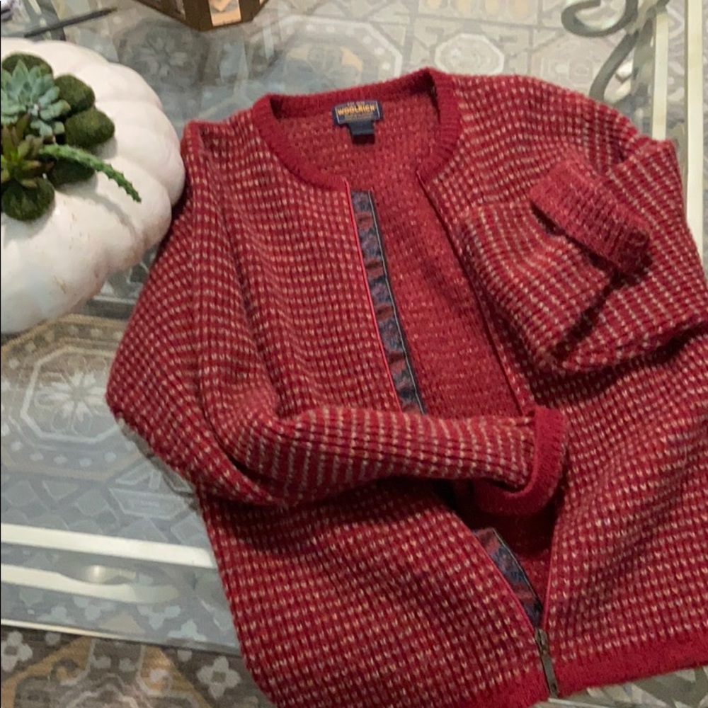Woolrich Red and White Women's Cardigan Sweater